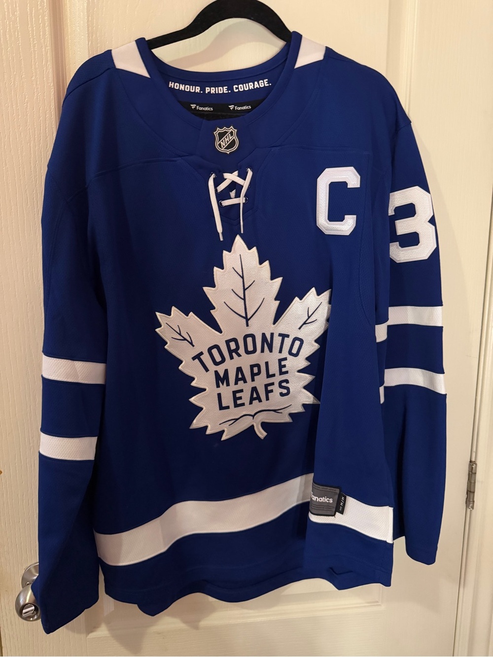 NHL Toronto Maple Leafs Royal Blue and White Captain Jersey